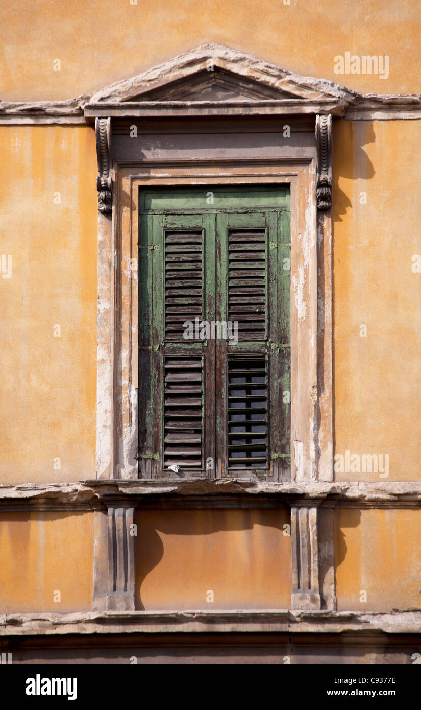 Italy, Veneto, Verona, Western Europe; Detail of window on a typical ...