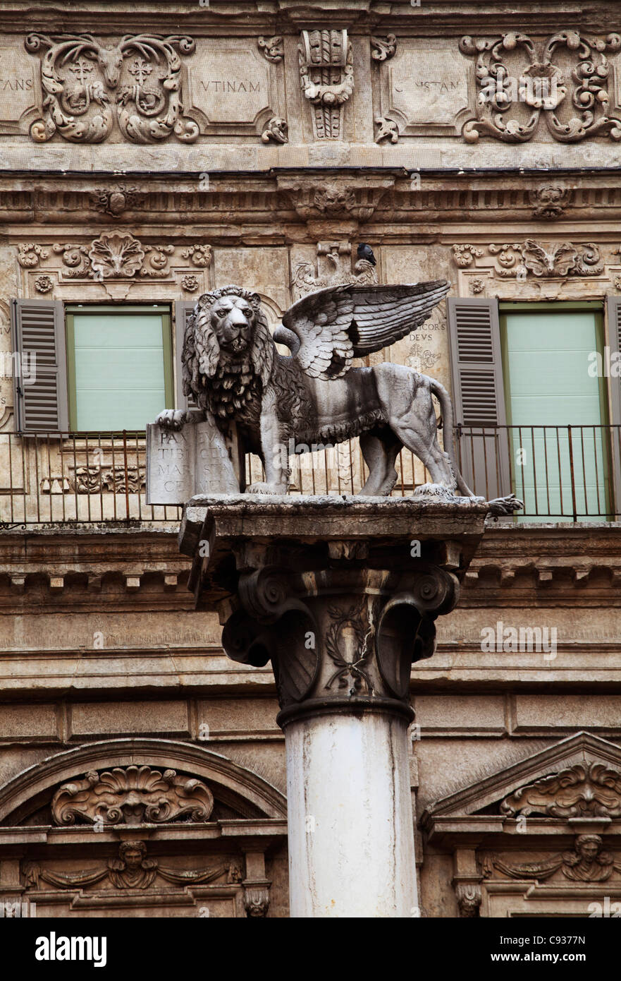 Italy, Veneto, Verona,The lion, a symbol synonymous with the vast power of Venice Stock Photo
