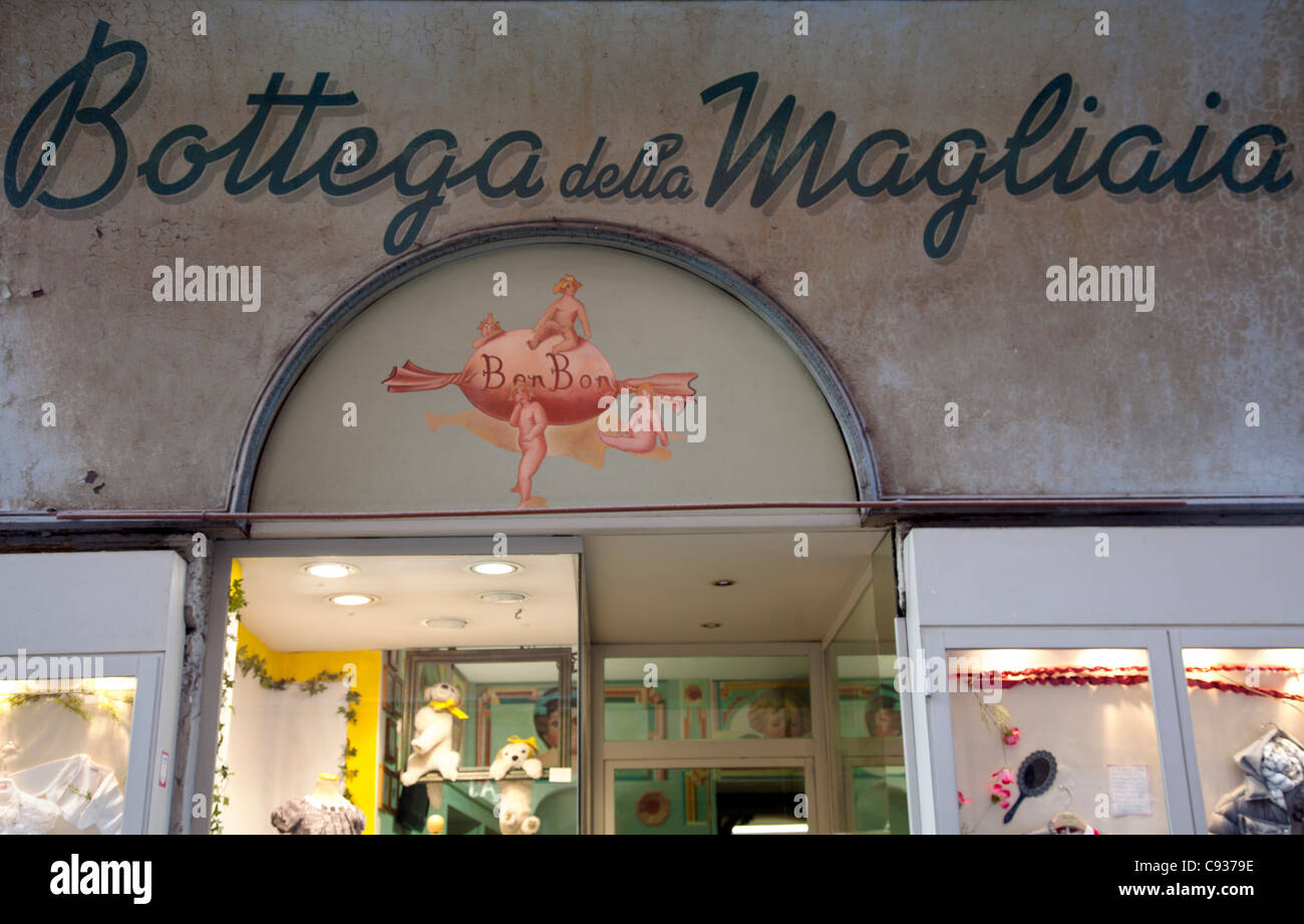 Italy, Veneto, Verona, Western Europe; Detail of a shop's facade Stock Photo