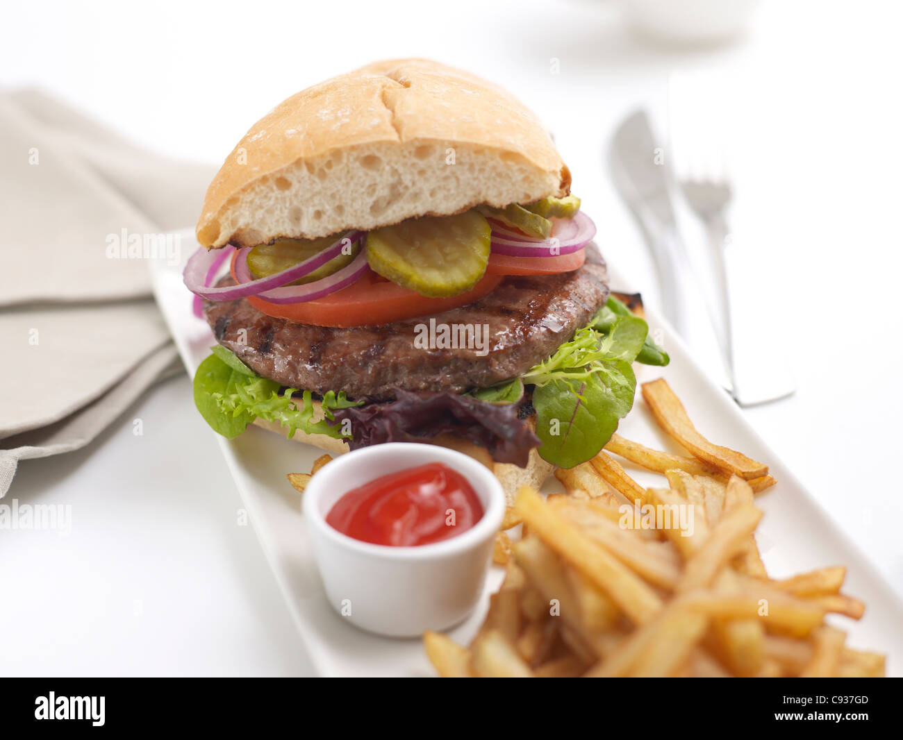 beef burger meal Stock Photo Alamy