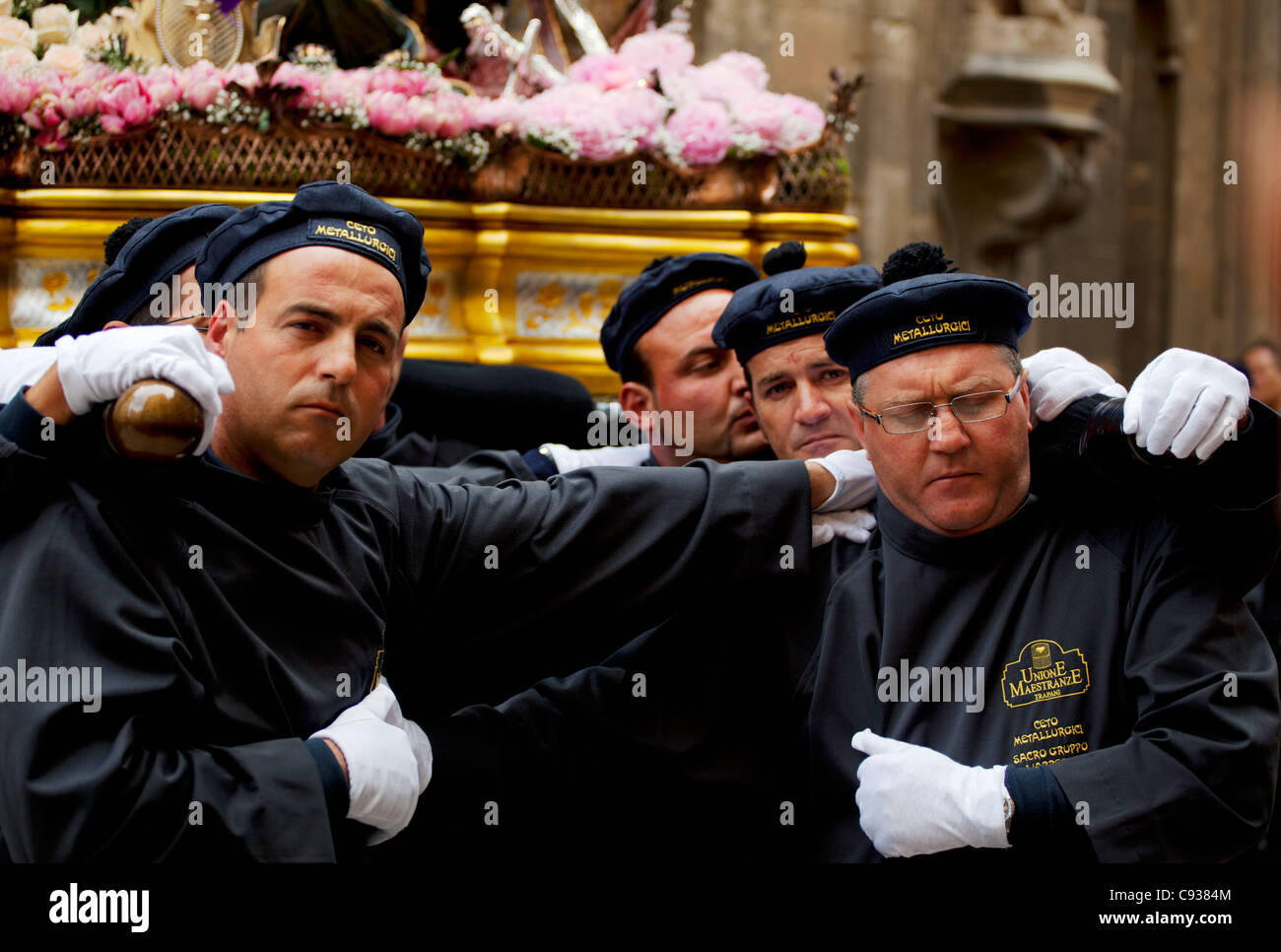 Sicily, Italy, One of the brotherhoods during Good Friday processions in Trapani Stock Photo