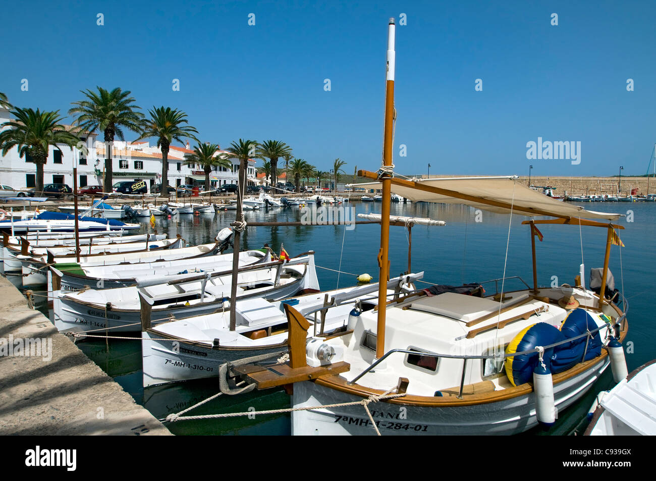 Harbour at Fornells, Menorca, Balearics, Spain Stock Photo