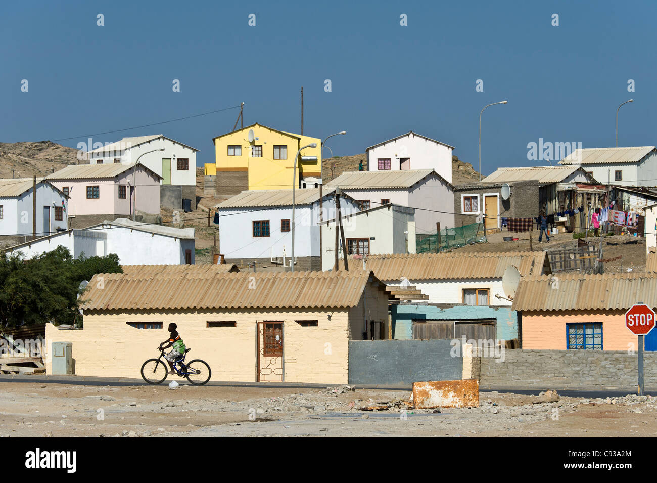 New housing area on the outskirts of Luederitz Namibia Stock Photo