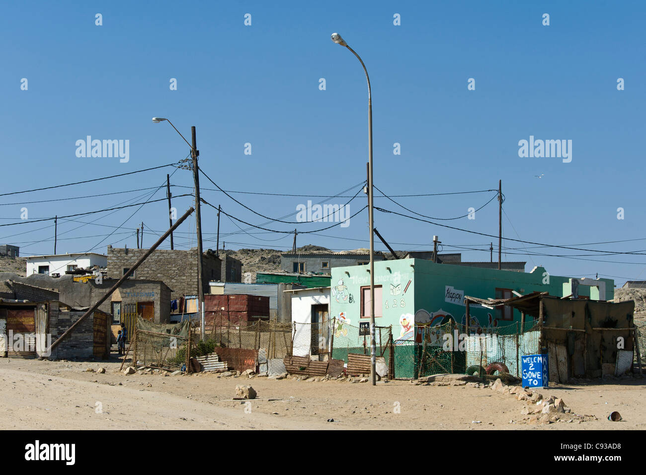 Housing area on the outskirts of Luederitz Namibia Stock Photo