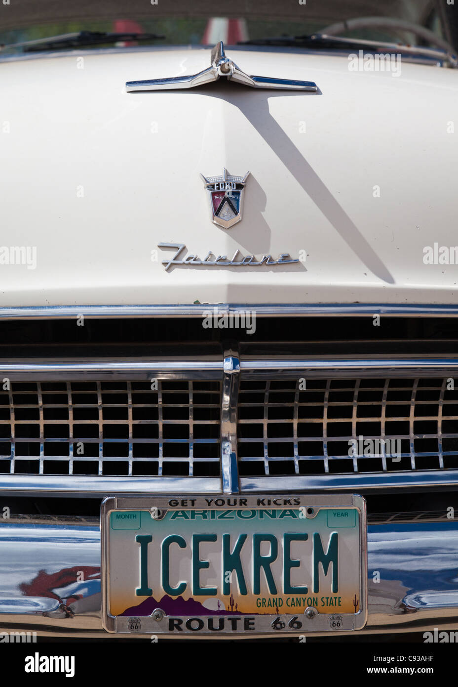 front fender of a classic American car along Route 66, Williams