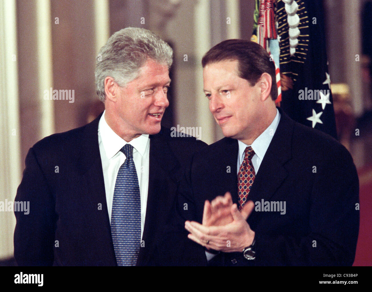 President Bill Clinton with VP Al Gore after unveiling the Year 2000