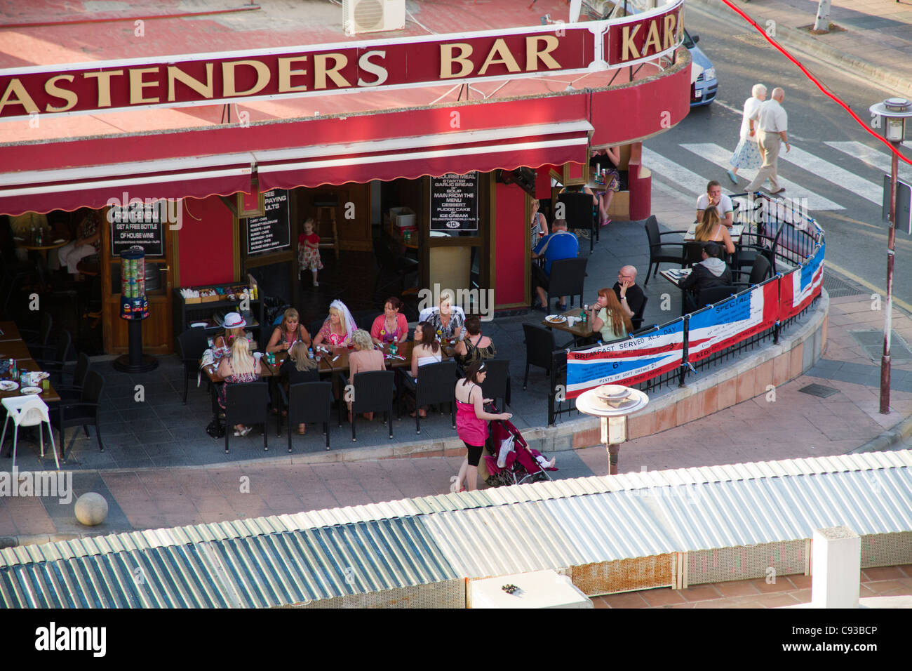 People sitting at British bar in Magaluf Mallorca Majorca Balearic island Spain Stock Photo