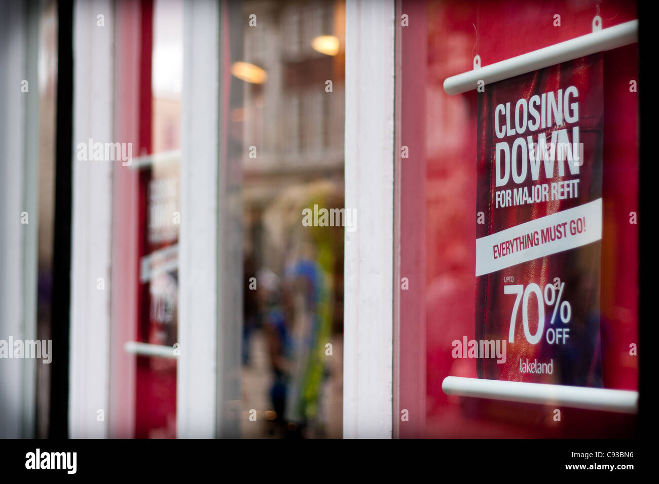 A high street shop closing down for a major refit, giving a discount on