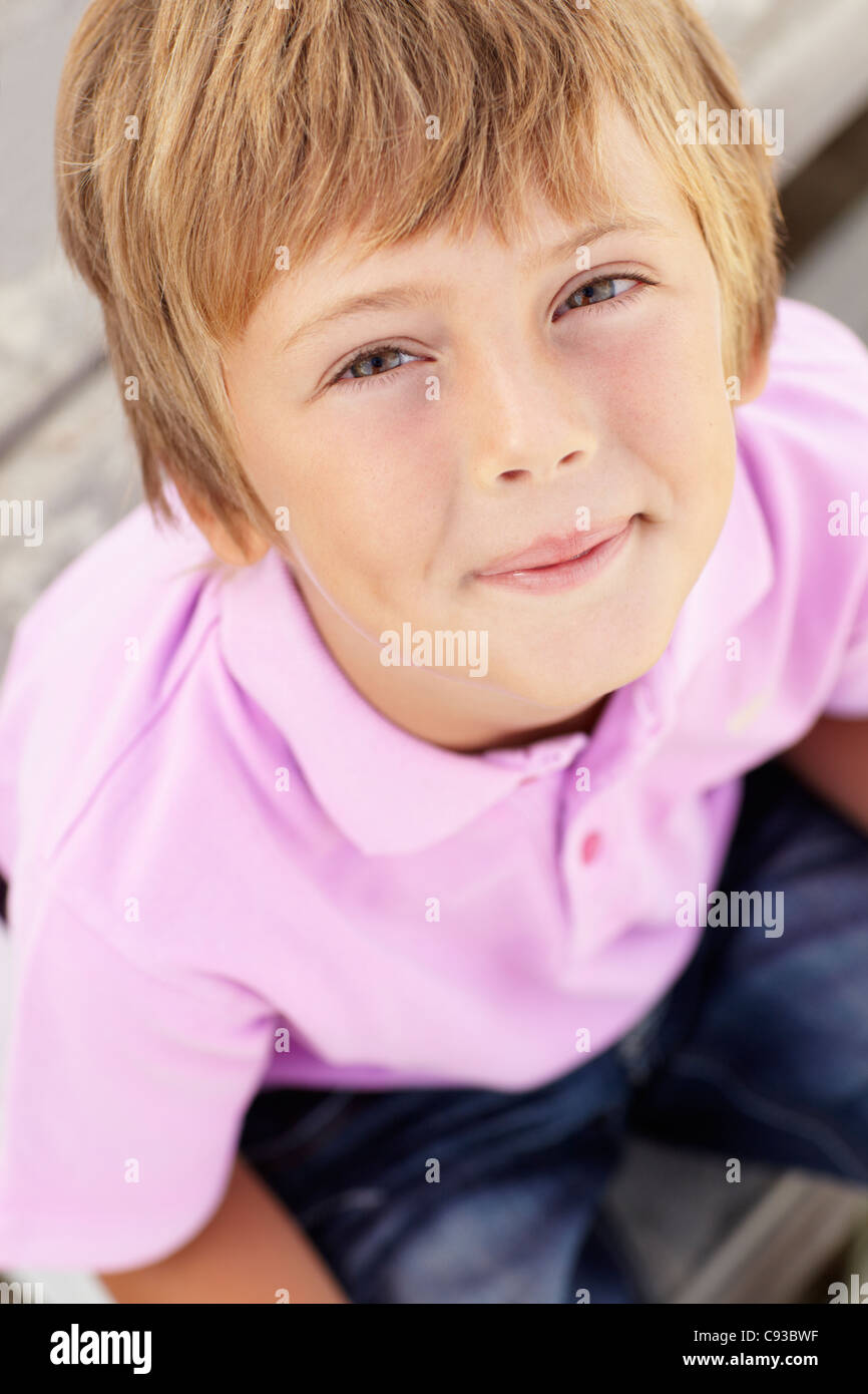 Portrait young boy outdoors Stock Photo