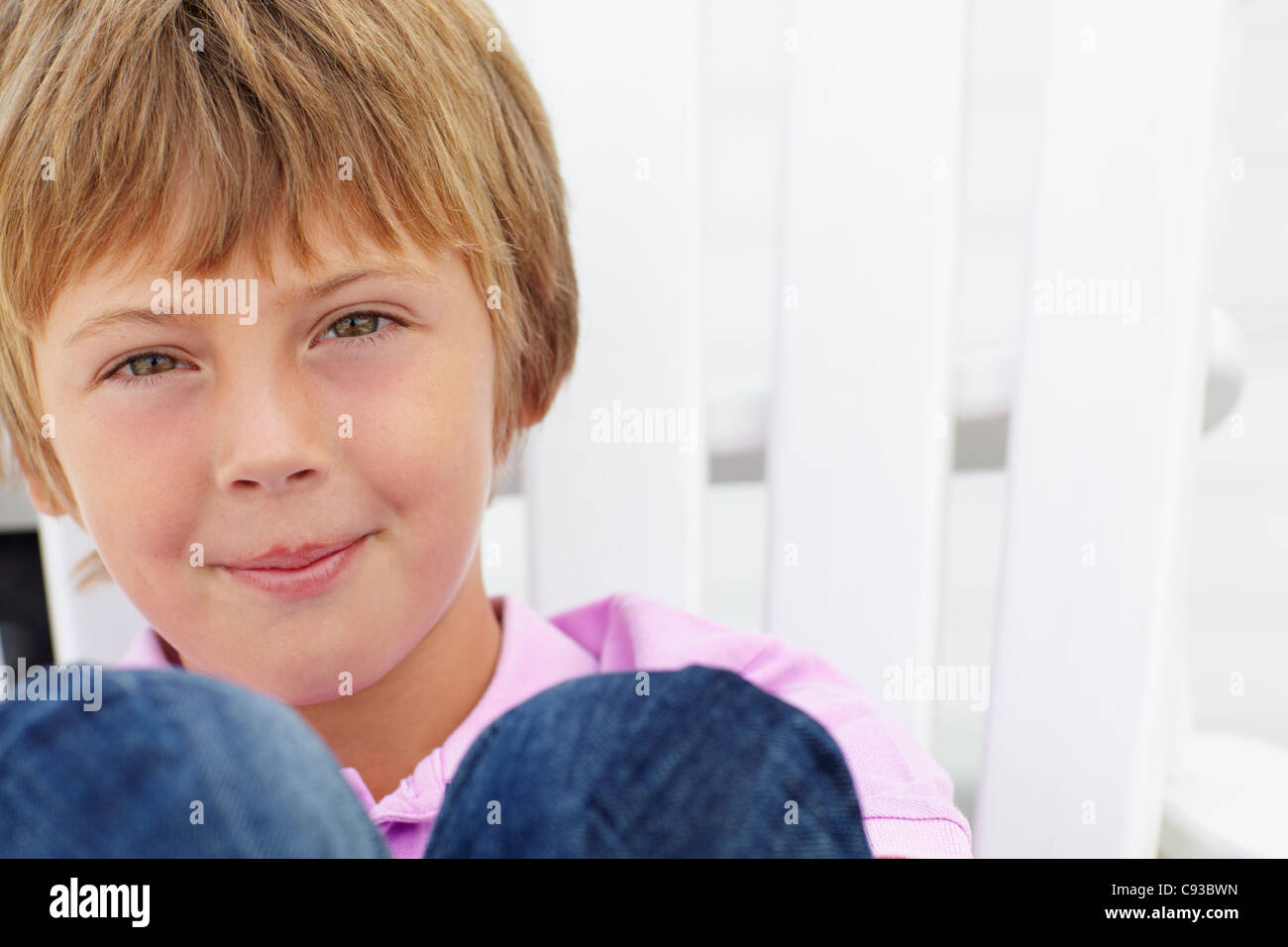 Portrait young boy outdoors Stock Photo
