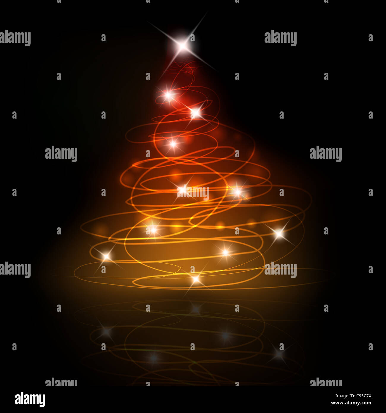 Shining Christmas tree on black background Stock Photo - Alamy