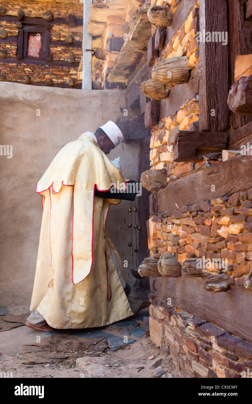 Orthodox Chrisian priest at the mountaintop monastery of Debre Damo