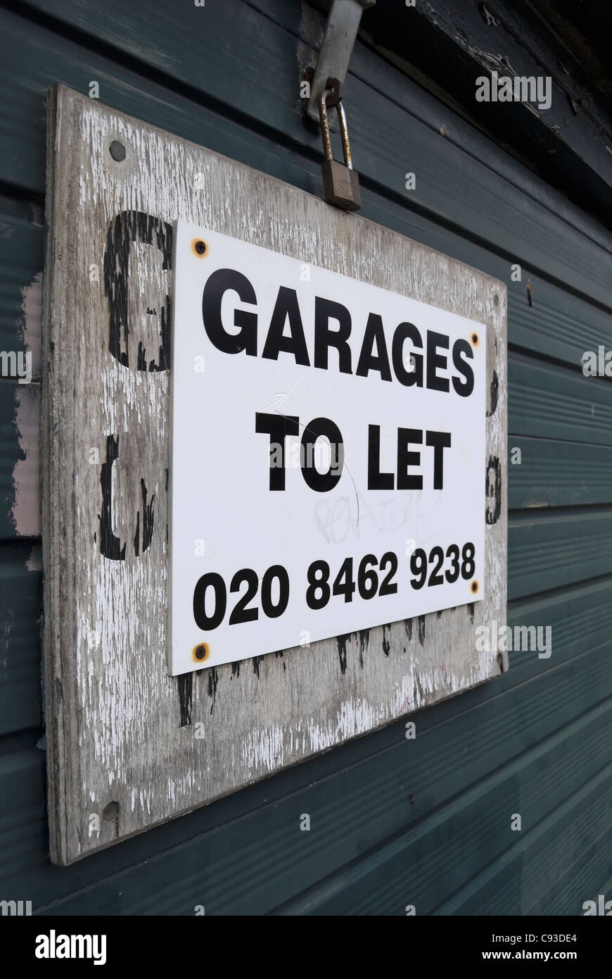 Garages To Let Sign On A Garage Door In Mortlake Southwest