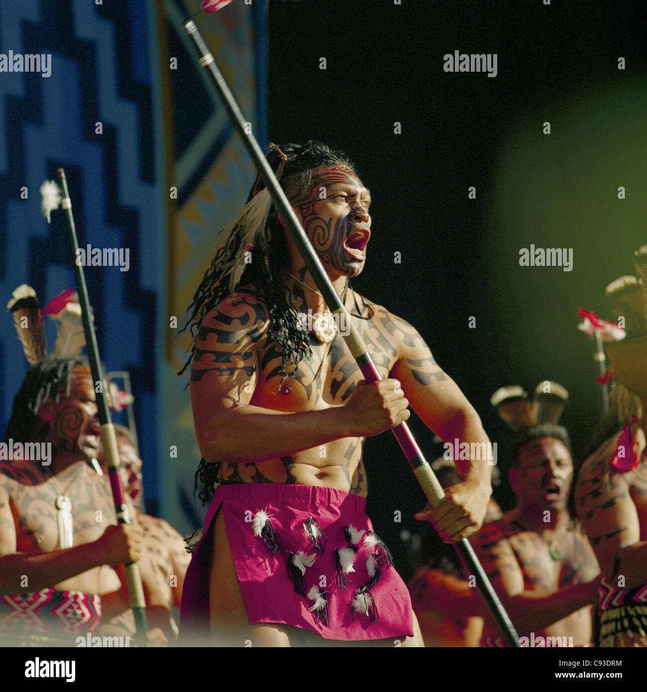Maori haka performed by Te Waka Huia Upper Hutt New Zealand Stock Photo ...