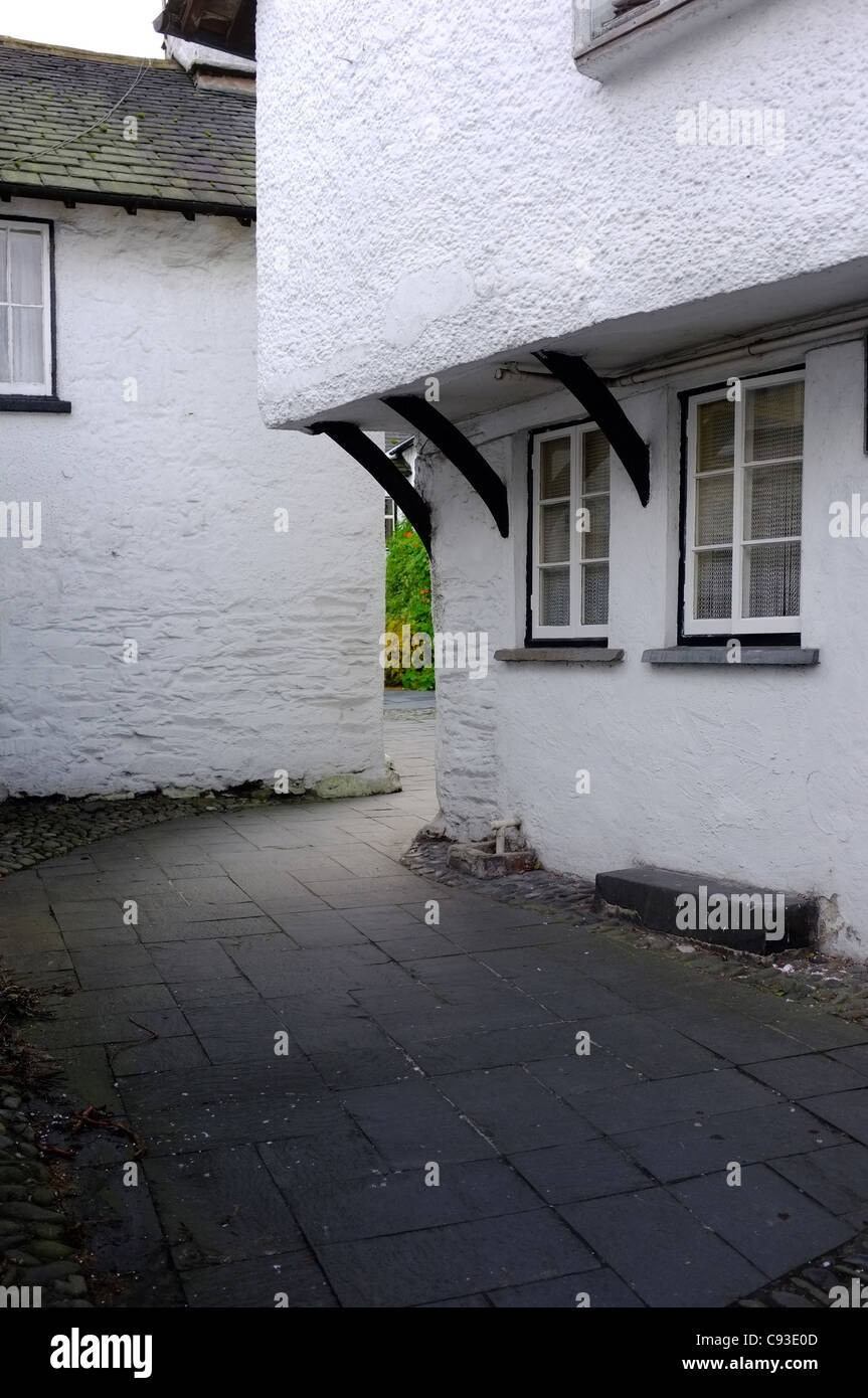 Quaint houses in the historic village of Hawkshead in the Lake District