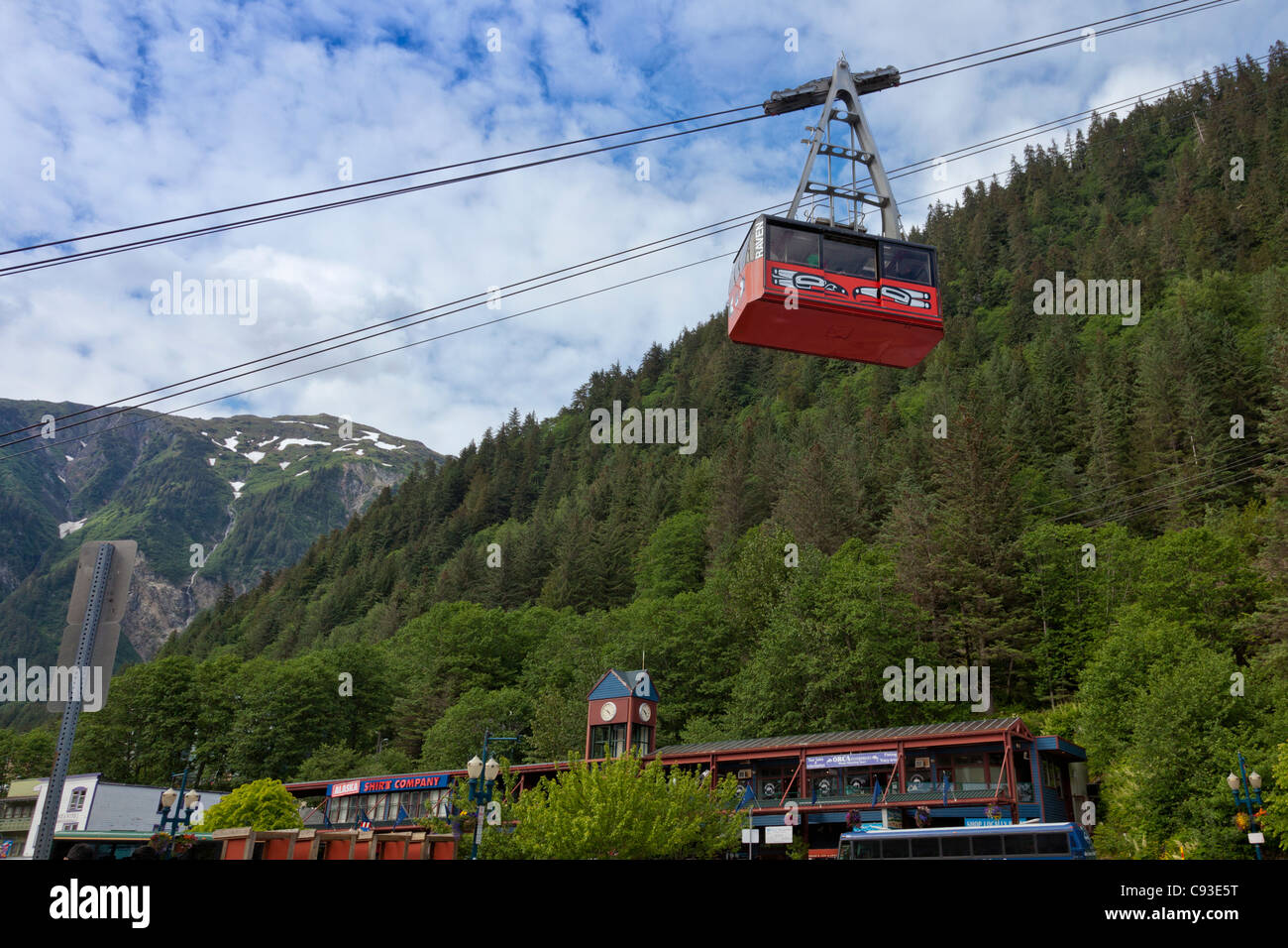 Mount Roberts Tramway in Juneau Alaska. Stock Photo