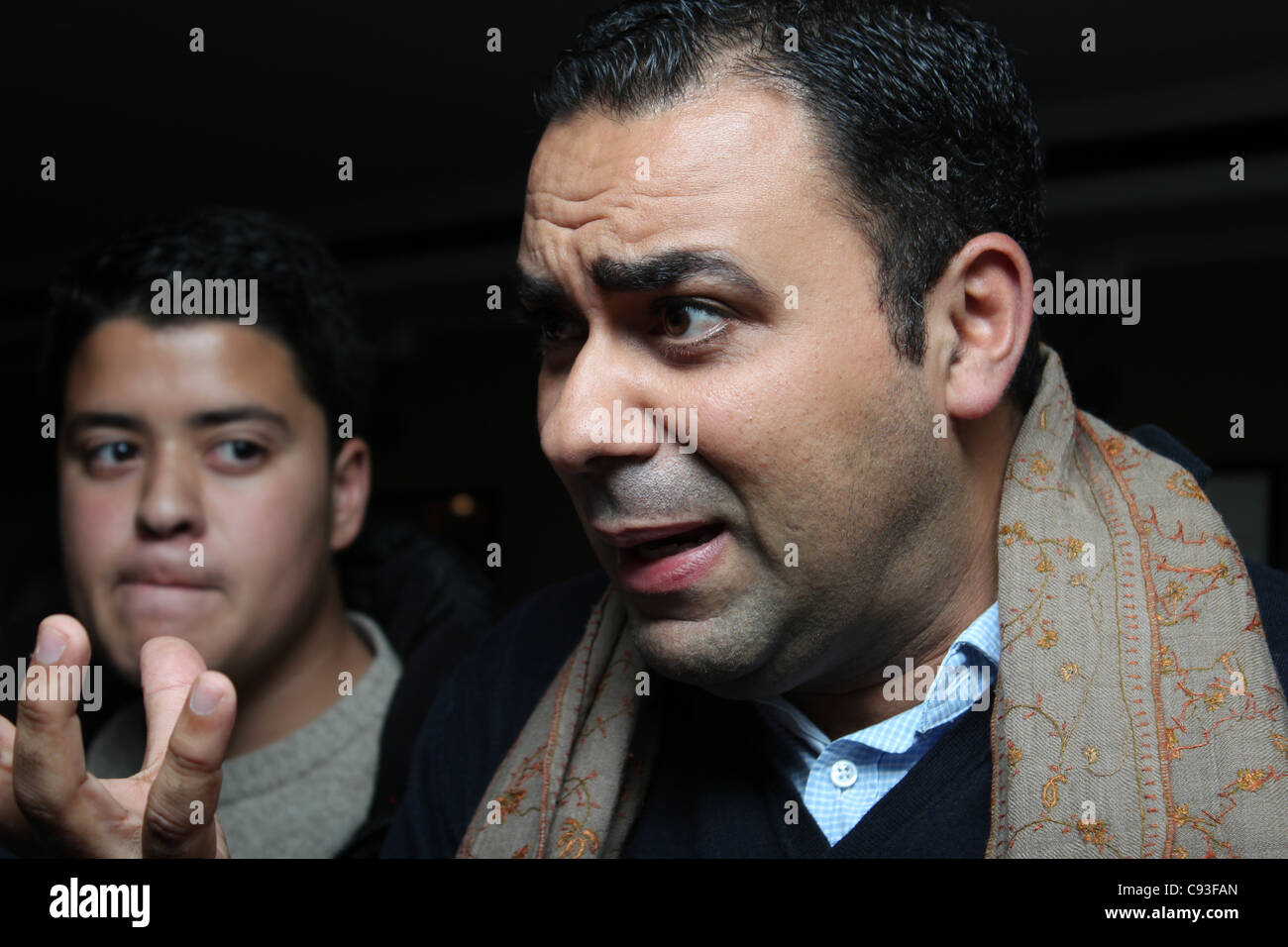 Tunisian film director Elyes Baccar at the largest documentary film festival in Scandinavia CPH:DOX, Copenhagen, Denmark. He has directed film ' Rouge Parole' which tells the story of Tunisian revolution. Stock Photo