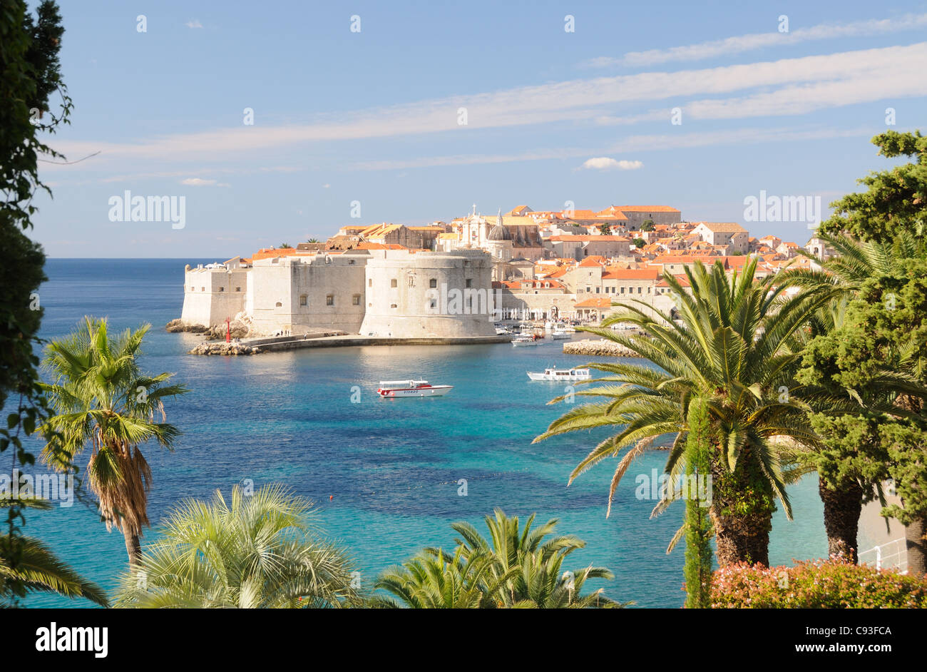 The harbour and old city in Dubrovnik, Dubrovnik-Neretva, Croatia Stock Photo