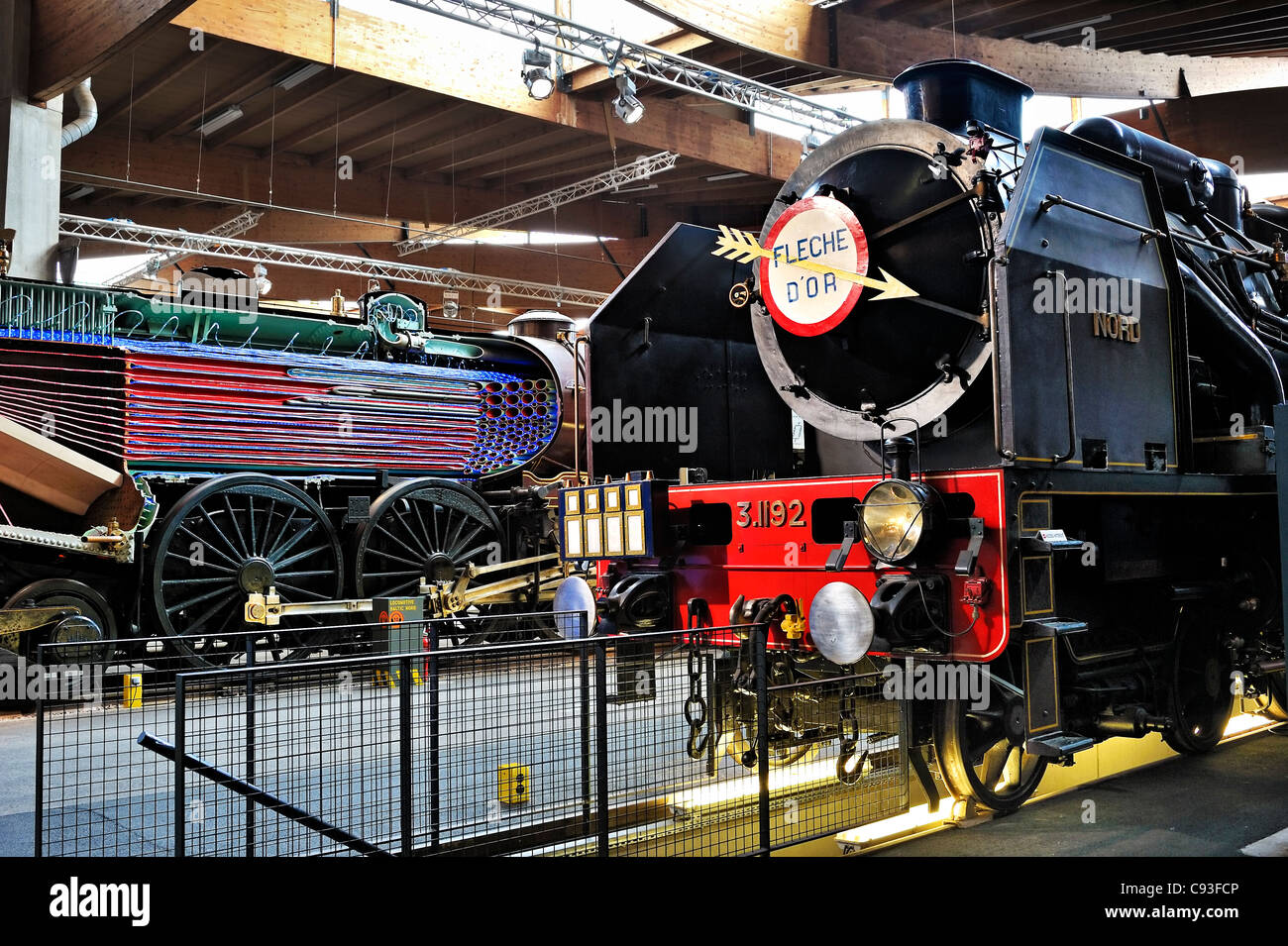 'Fleche d'Or' steam locomotive in Cite du Train museum, Mulhouse, France. Stock Photo
