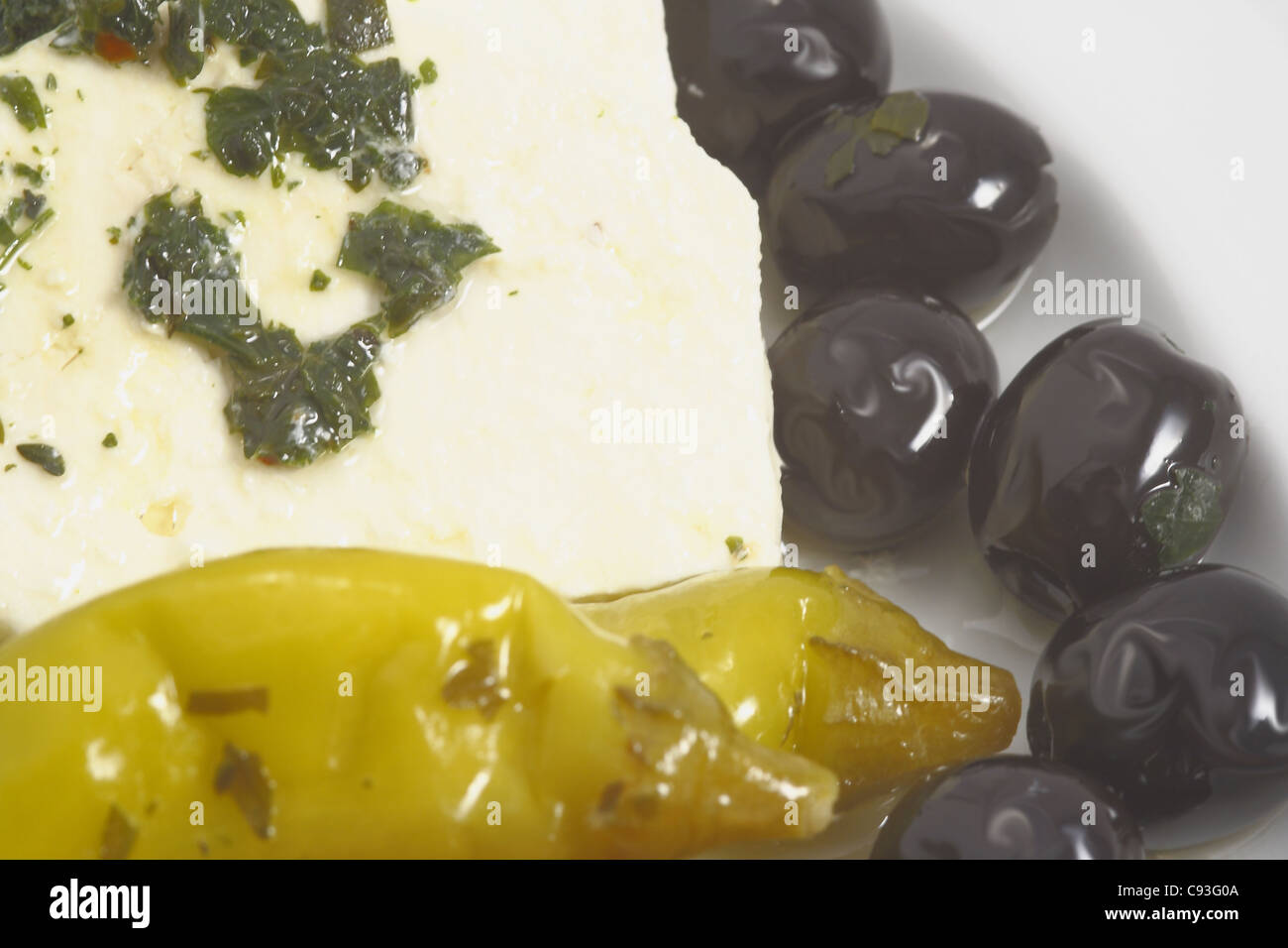 olives cheese and pepperoni Stock Photo Alamy