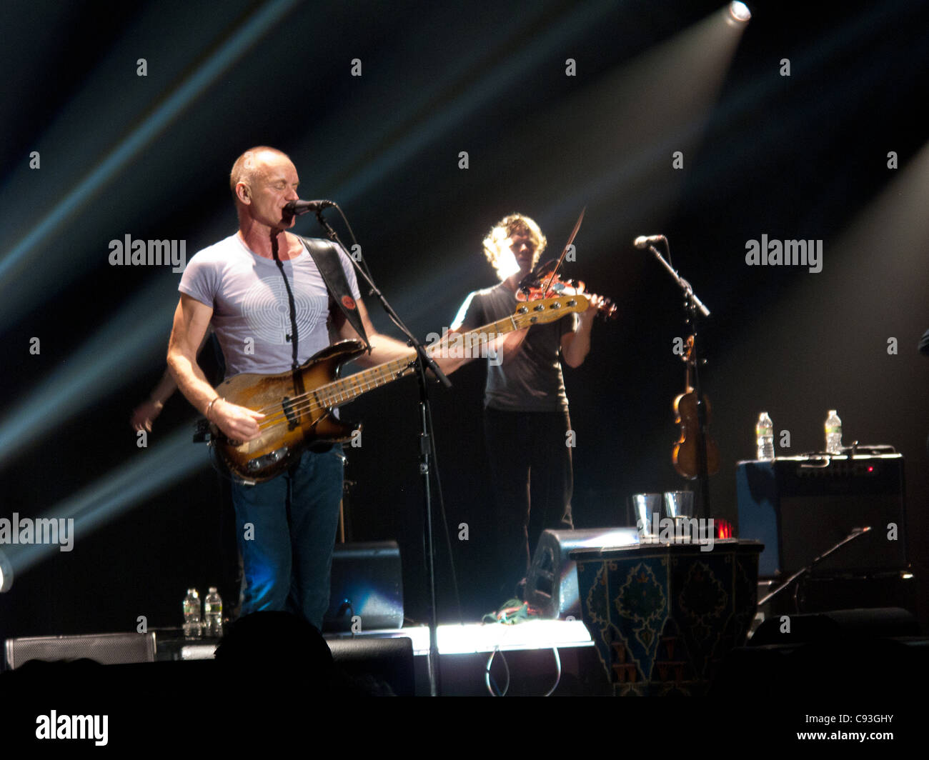 Sting in concert, in NYC's Roseland theater, 11-8-11. photography by Tom Zuback Stock Photo