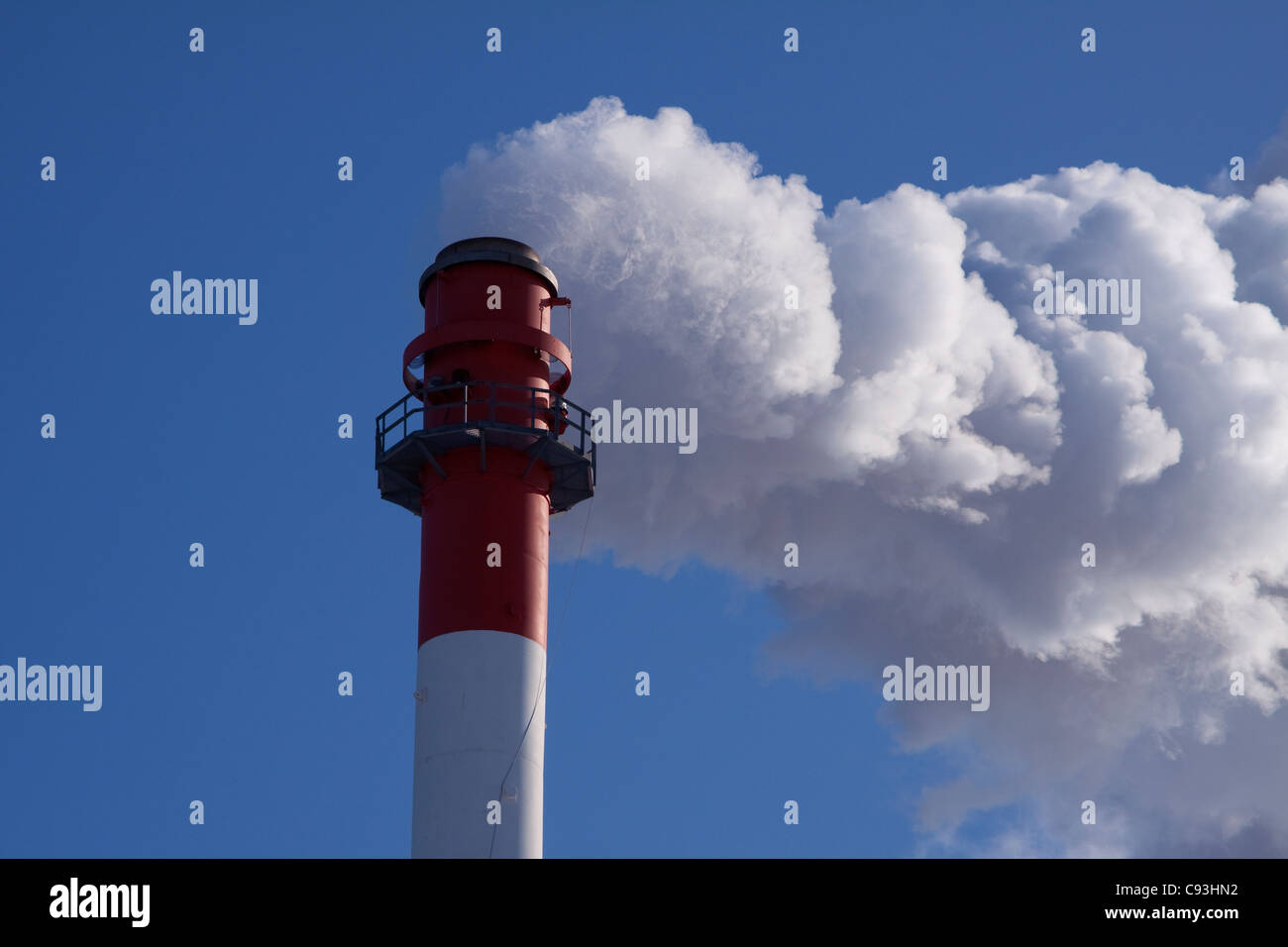 Smoke Stack  Biomass Energy Plant Flint Michigan USA Stock Photo