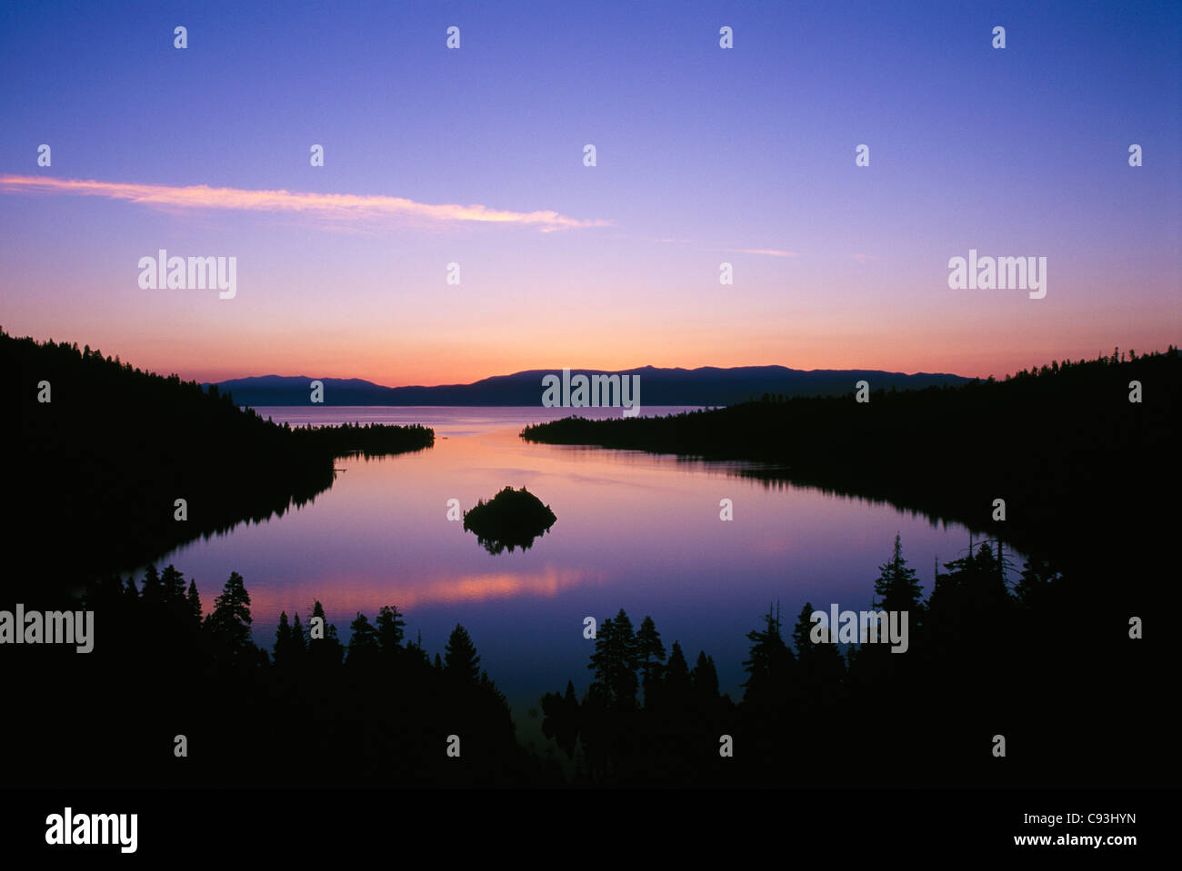 Emerald Bay at dawn; Lake Tahoe, California. Stock Photo