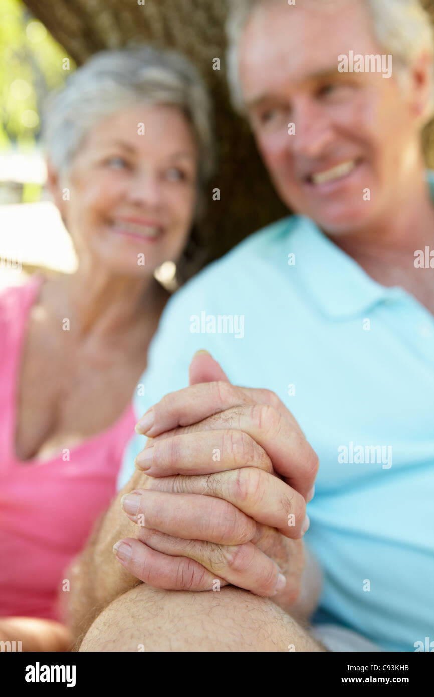 Senior couple outdoors Stock Photo