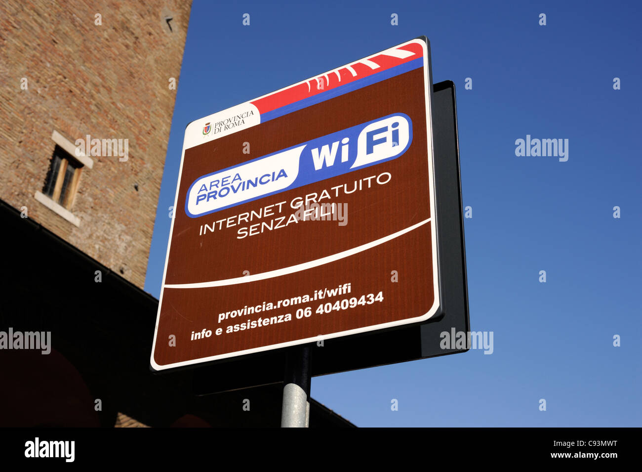 Italy, Rome, free wifi sign Stock Photo