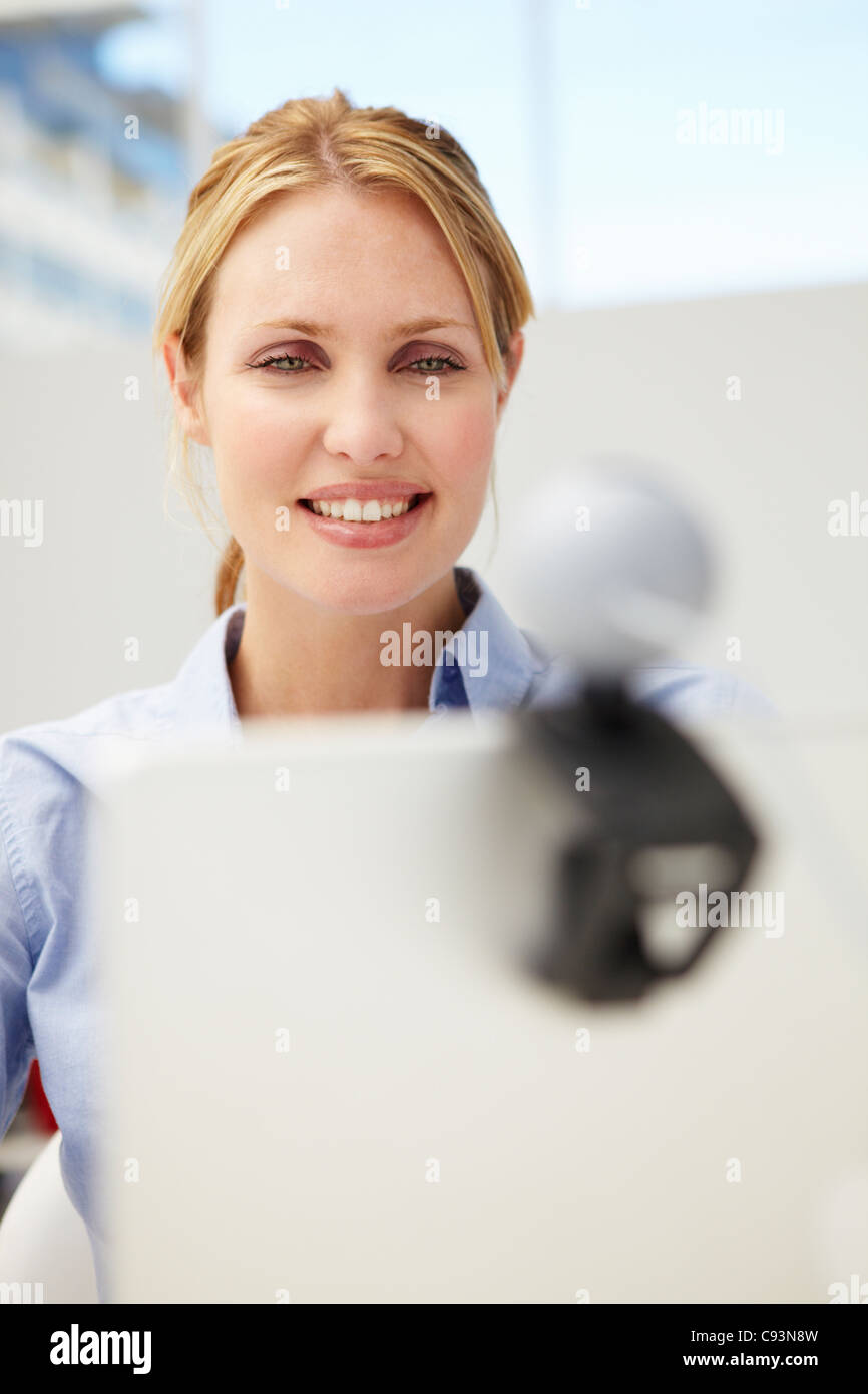 Businesswoman , skype Stock Photo