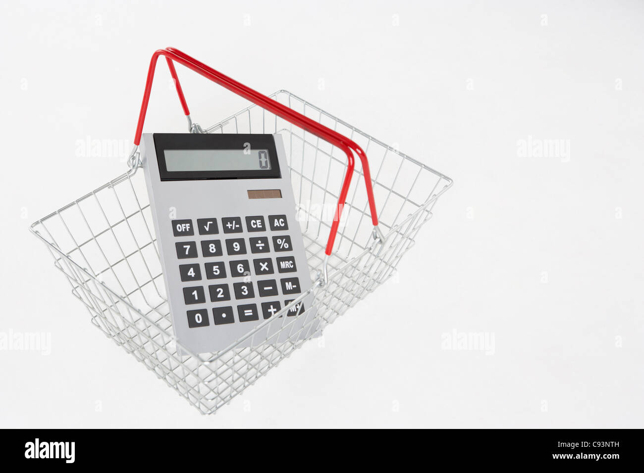 supermarket basket and calculator Stock Photo Alamy