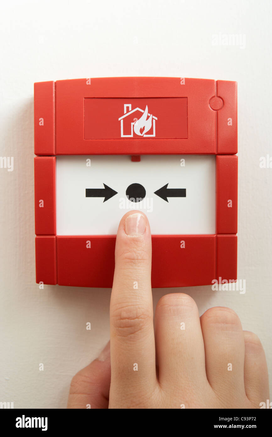 Break-glass fire alarm Stock Photo