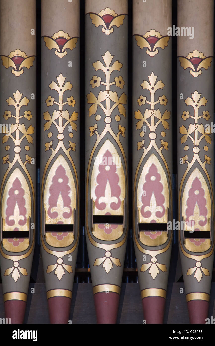 Organ pipes in St Lawrence's Church in Scunthorpe, North Lincolnshire Stock Photo