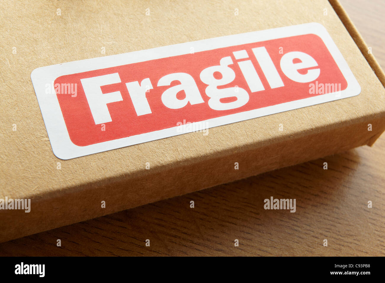 Fragile parcel for despatch Stock Photo