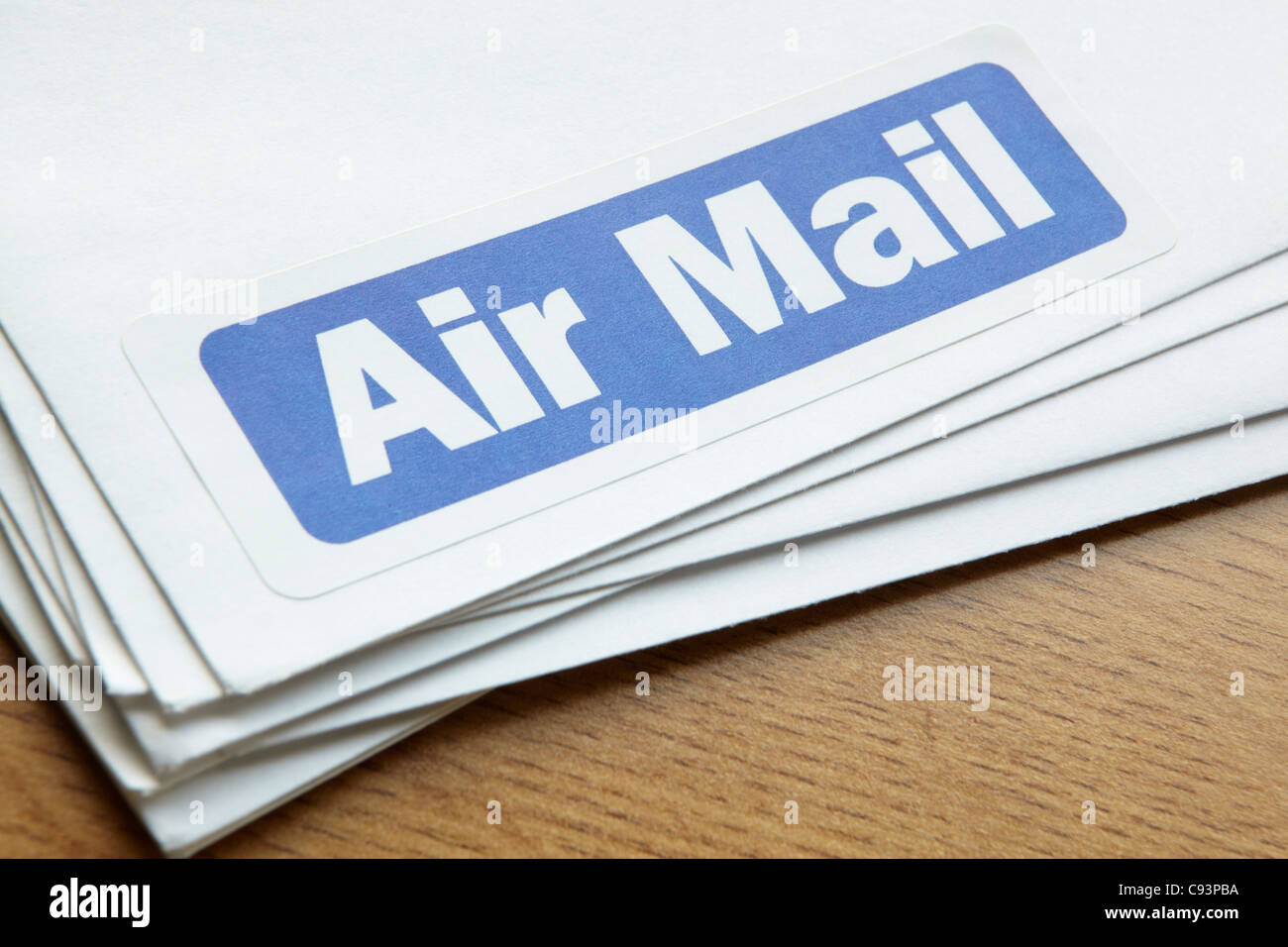 Air mail documents for despatch Stock Photo