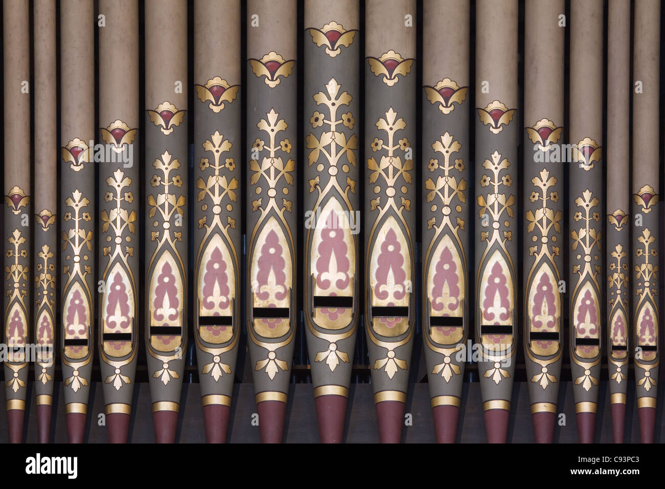 Organ pipes in St Lawrence's Church in Scunthorpe, North Lincolnshire Stock Photo