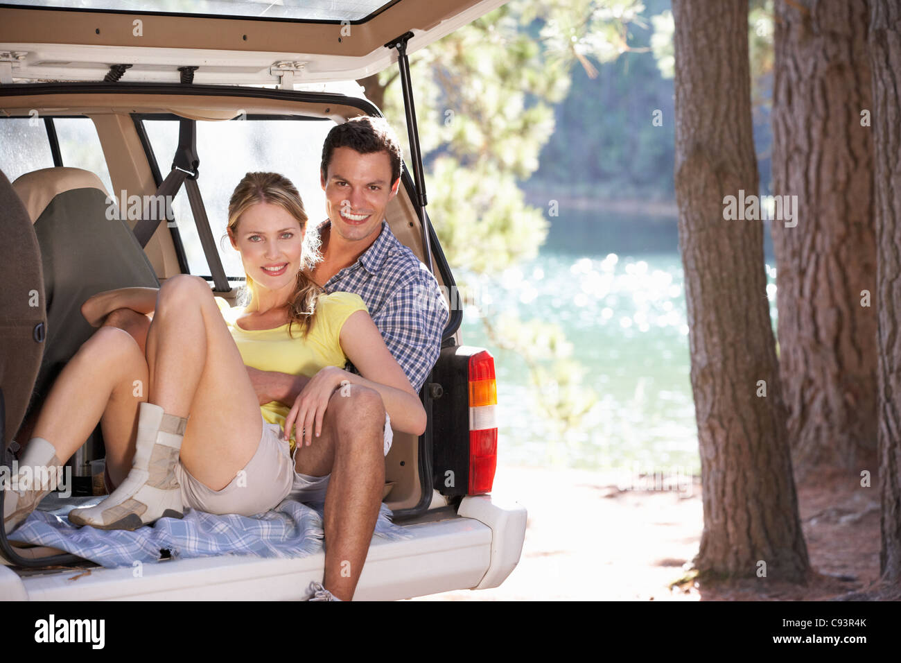 Young couple on day out in country Stock Photo
