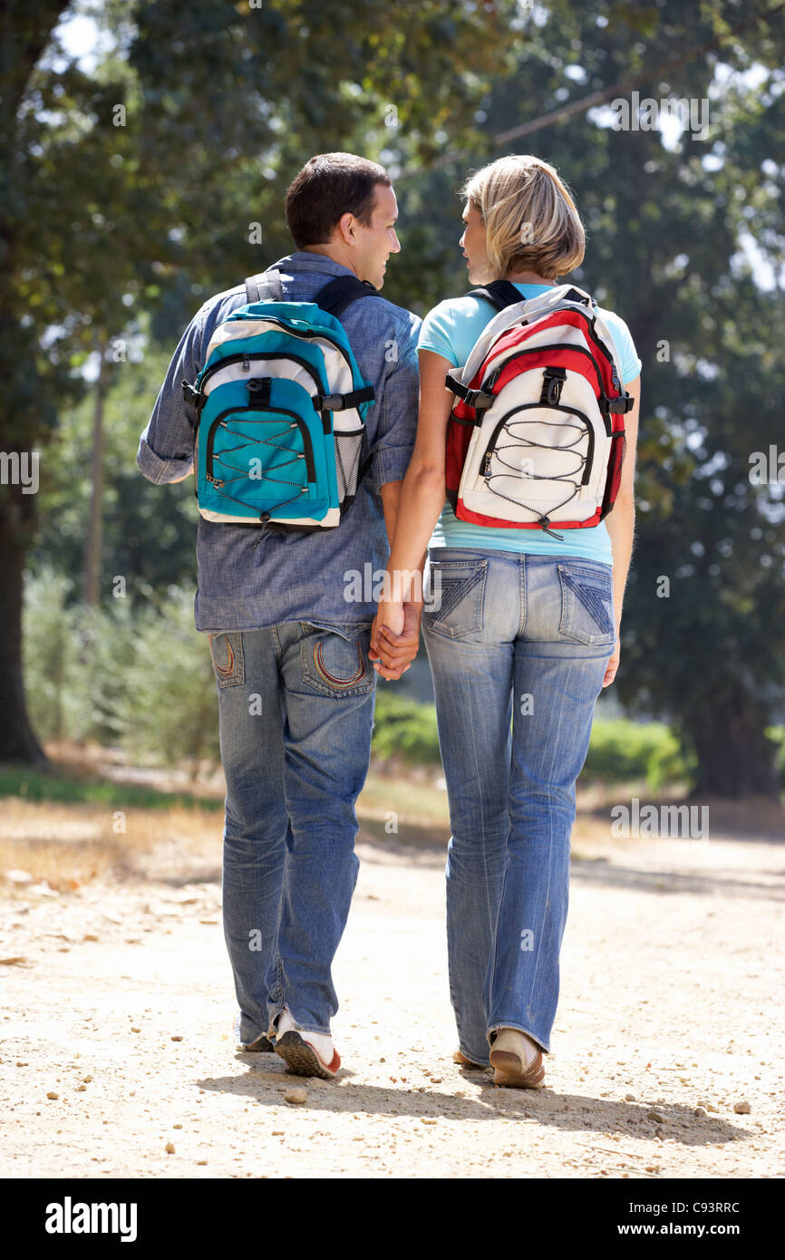 Couple on country walk Stock Photo