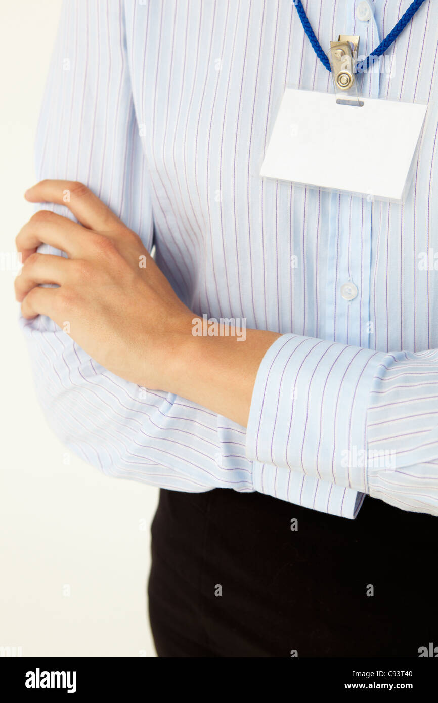Blank business badge isolated on white Stock Photo - Alamy