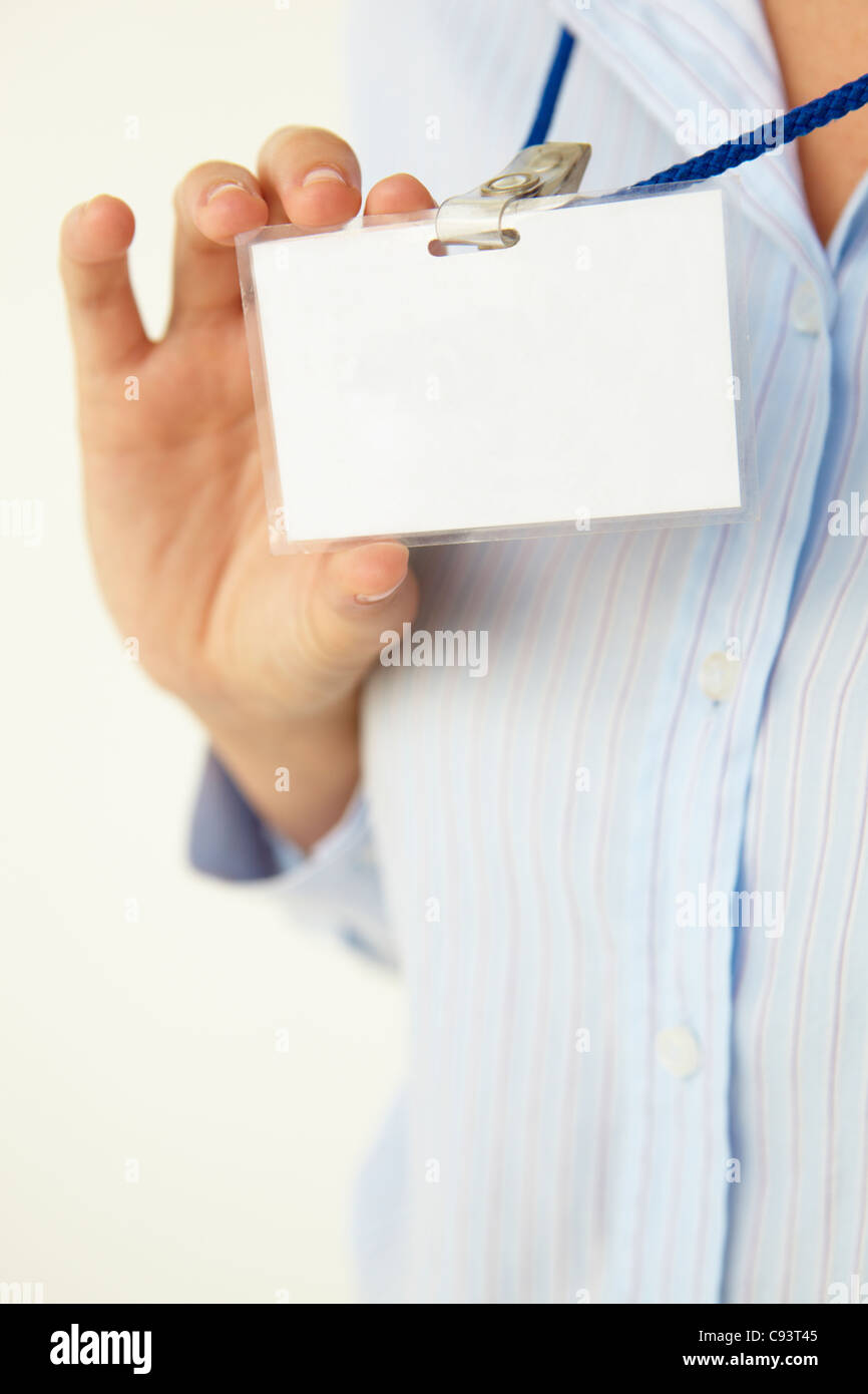 Blank business badge isolated on white Stock Photo - Alamy