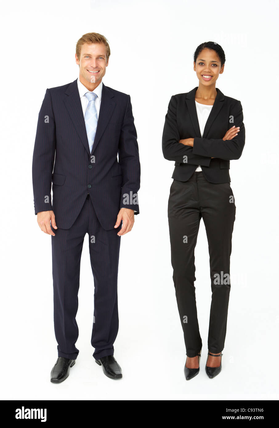Smartly dressed businessman and woman Stock Photo