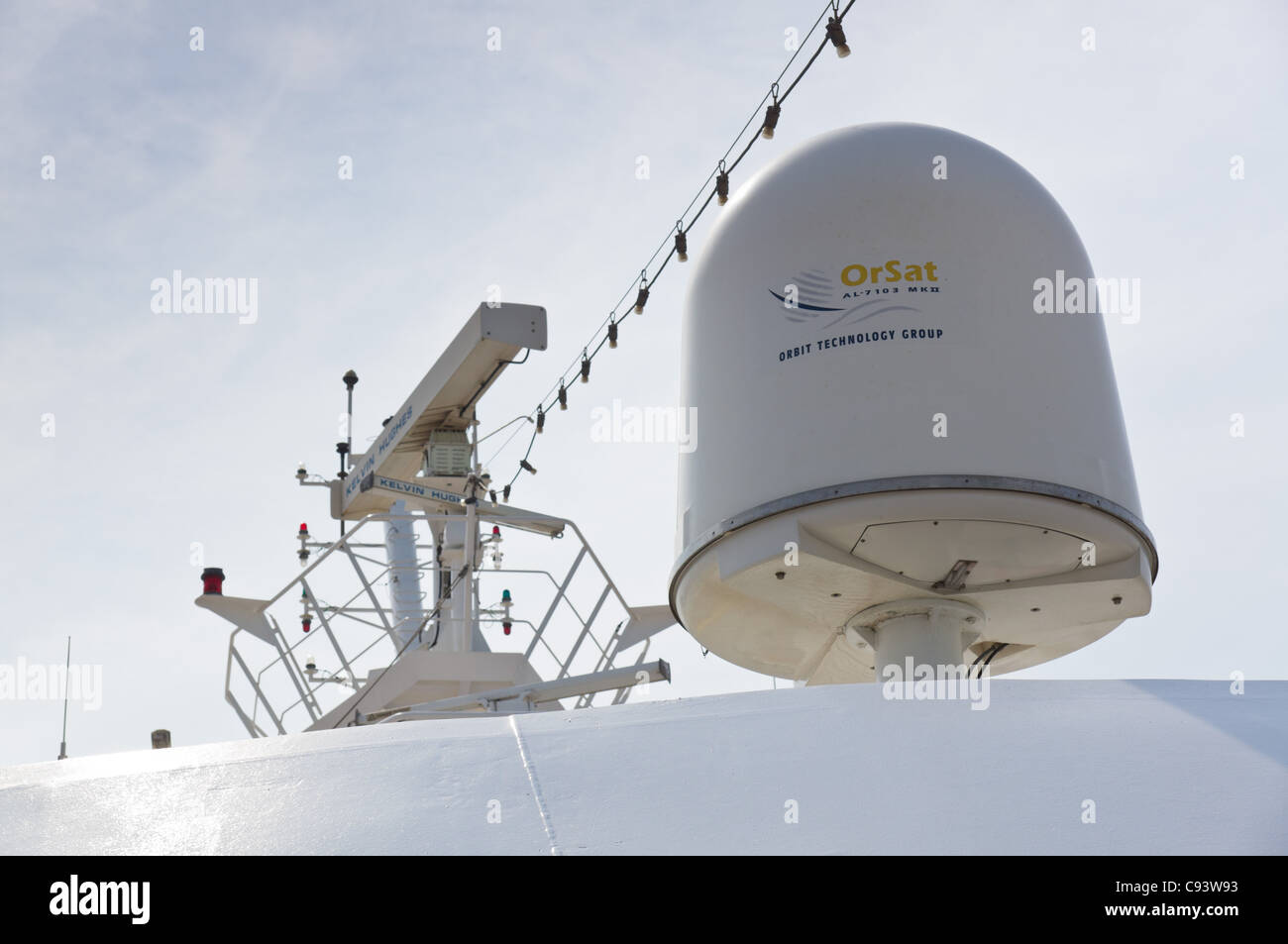 MSC Armonia cruise ship - Orsat GPS satellite navigation antenna, used for  communications and to navigate the ship safely Stock Photo - Alamy
