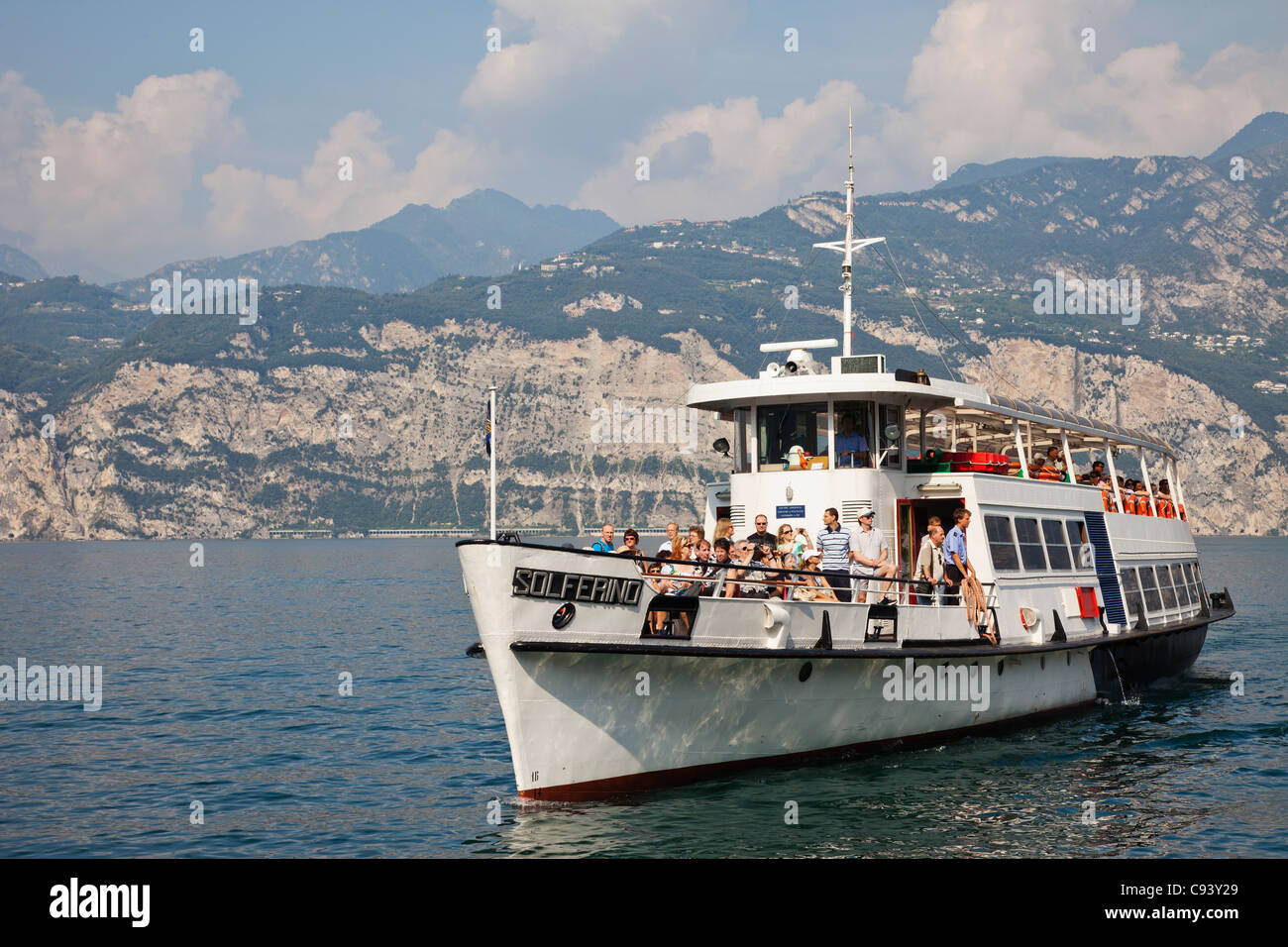 Italy, Lake Garda, Tour Boat Stock Photo