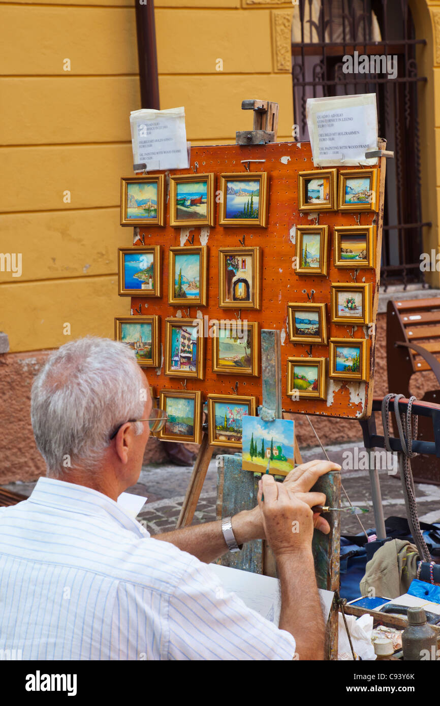 Italy, Veneto, Lake Garda, Malcesine, Street Artist Stock Photo