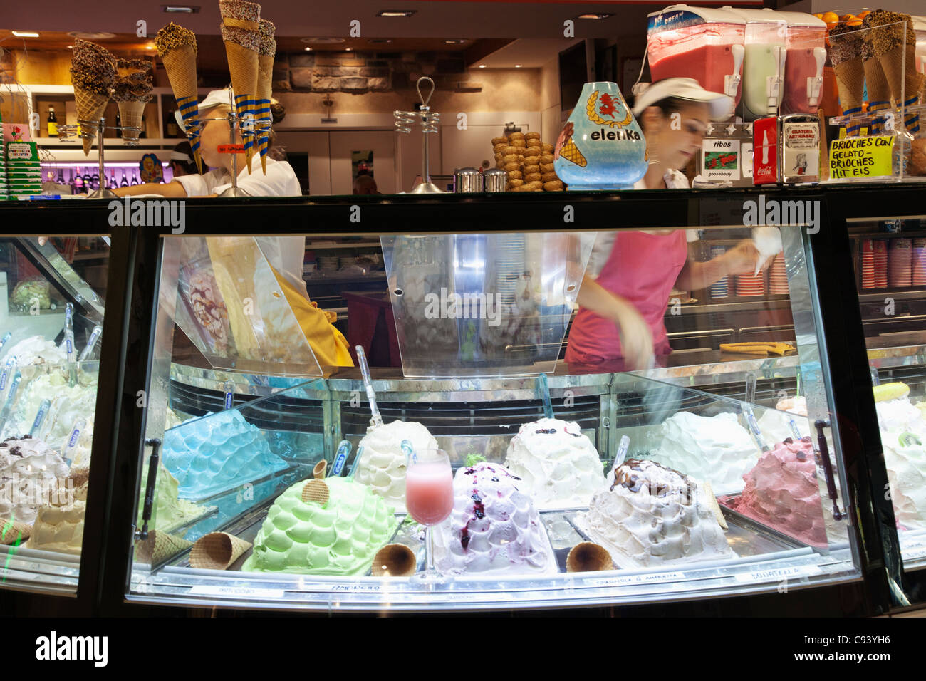 Italy, Lombardy, Lake Garda, Simione, Gelato Shop Display Stock Photo