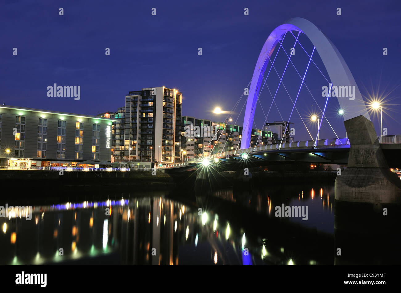 Squinty Bridge at Night Glasgow Cityscape Photograph 