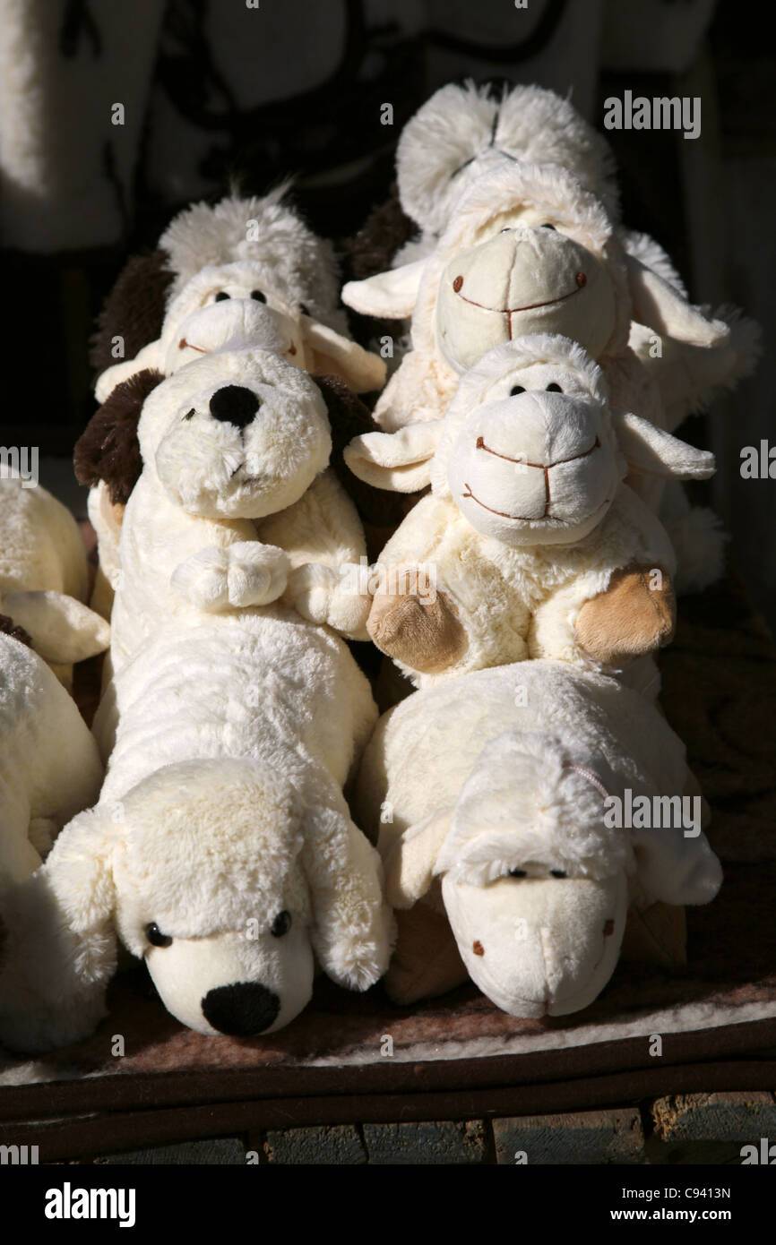 QUETE CUDDLY TOY DOG & SHEEP AI-PETRI CRIMEA UKRAINE 27 September 2011 Stock Photo