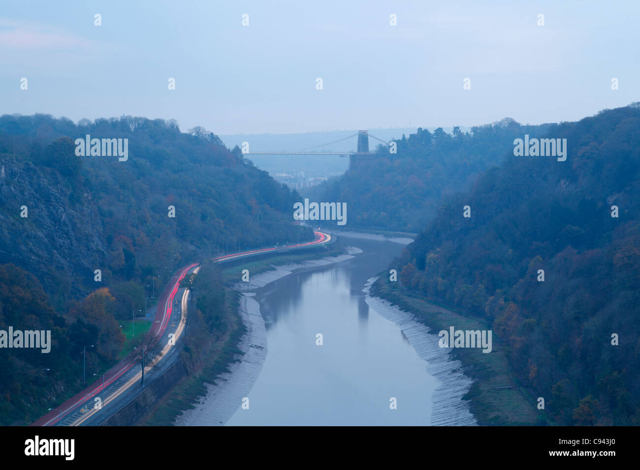 Rush hour traffic on The Portway along the Avon Gorge. Bristol. England. UK. Stock Photo