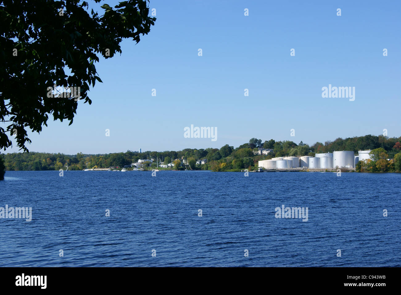 Industry on the Penobscot River, Bangor, Maine Stock Photo