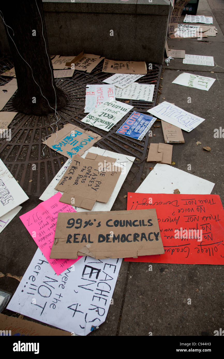 Occupy Wall Street Signs Stock Photo
